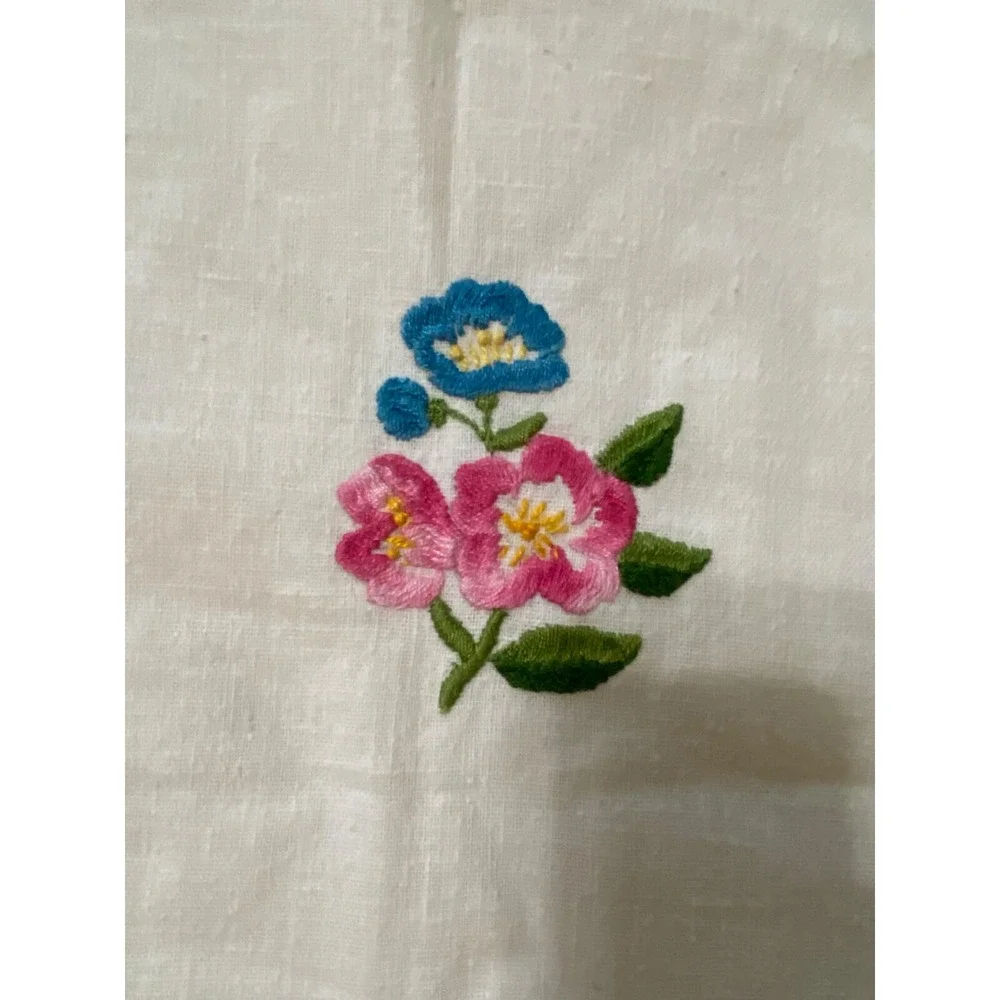 Vintage Tablecloth  Embroidered Floral  Square  33